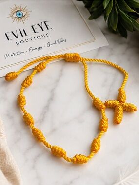 Evil Eye Boutique     Yellow Adjustable Knotted Protection Bracelet